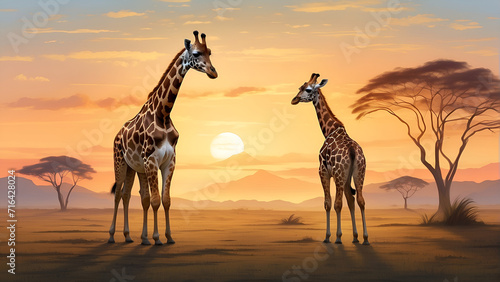 Explore conservation themes by illustrating efforts to protect giraffes and their natural habitats