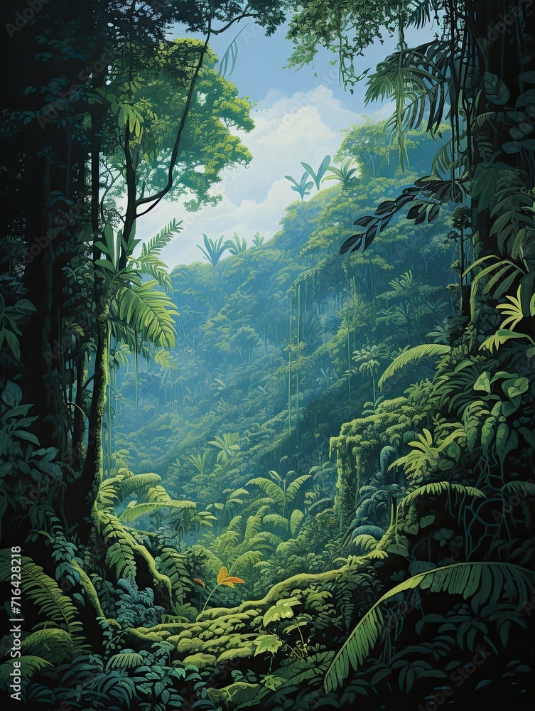 Green Expanse: Serene Rainforest Canopies Wall Art - Nature's Marvels