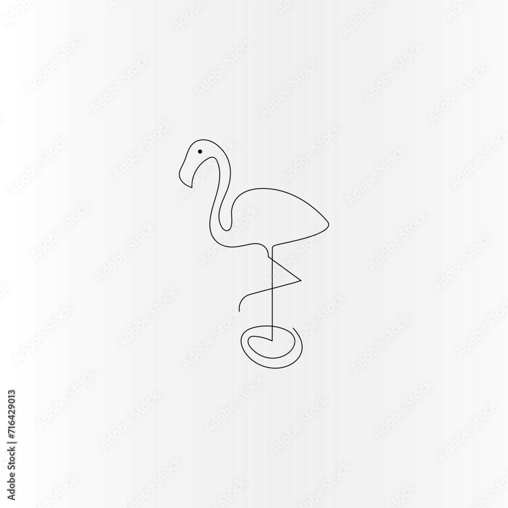 Continuous one line drawing of flamingo bird outline vector illustration Continuous one line drawing of flamingo bird outline vector illustration