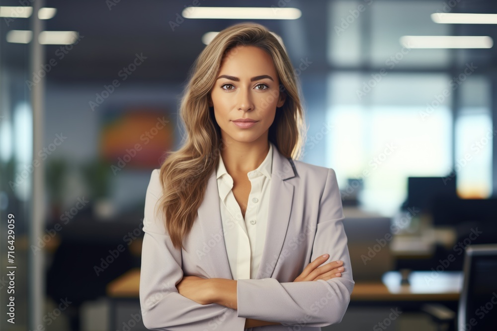 portrait of confident female insurance expert in modern office portrait of confident female insurance expert in modern office