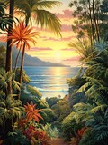 Sun-Kissed Tropical Bays: Coastal Art Print Depicting Ocean Scene in a Beautiful Country Landscape