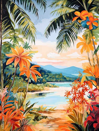 Sun-Kissed Tropical Bays  Modern Print of a Contemporary Landscape and Beach Art