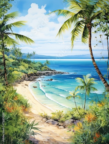 Sun-Kissed Tropical Bays: Tranquil Ocean Wall Decor and Coastal Art Print