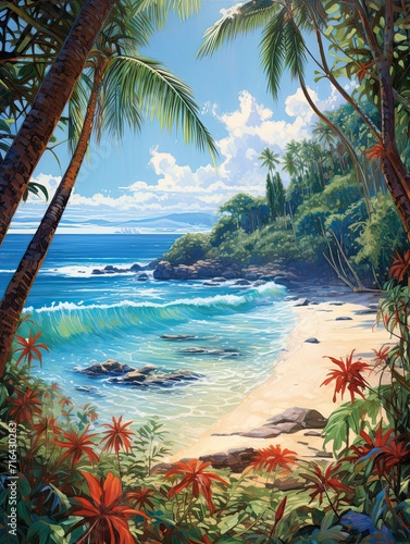 Sun-Kissed Tropical Bays: Snow-Capped Winter Beach Art & Nature Print