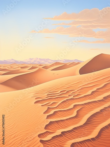 Sunlit Sand Dune Vistas: Golden Desert Curves - Canvas Print and Home Decor
