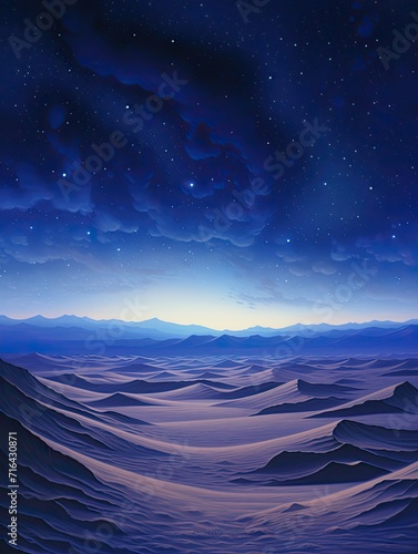 Sunlit Sand Dune Vistas: Night Sky Artwork with Stars above Desert © Michael