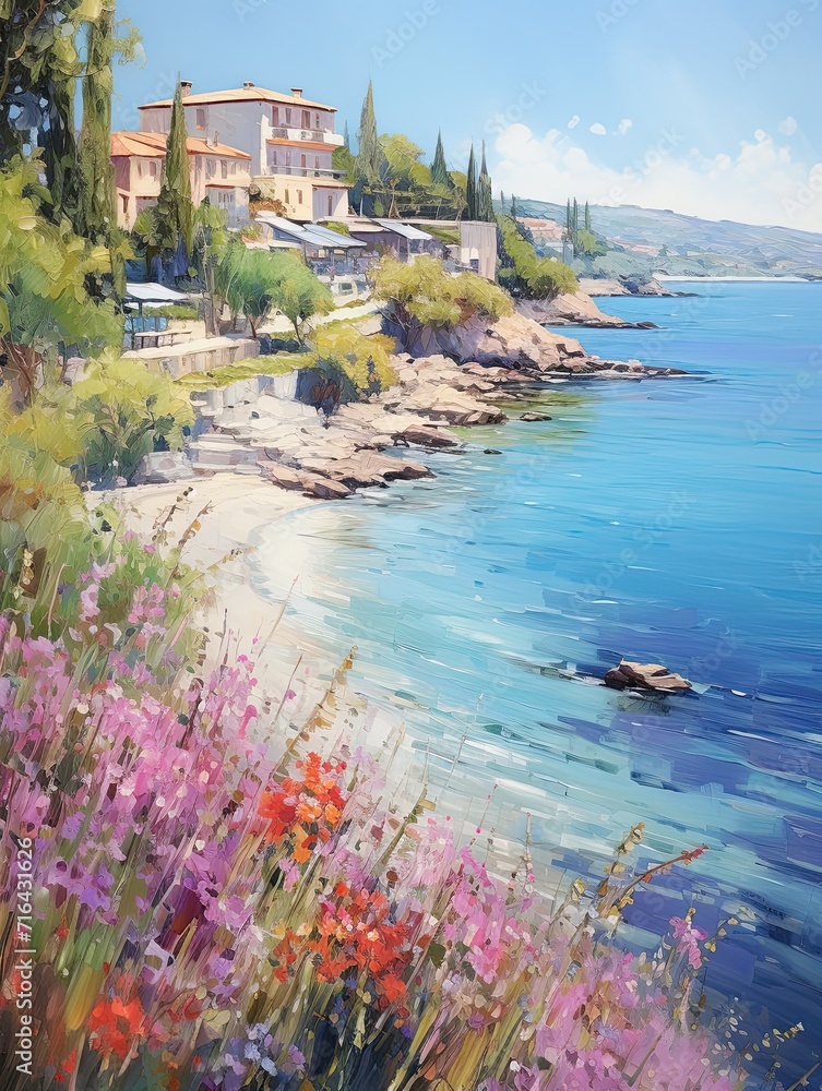 Timeless Mediterranean Coastal River: Painting of a Beach Stream