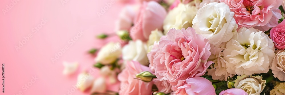  Bouquet Pink White Flowers On Background, Banner Image For Website, Background, Desktop Wallpaper