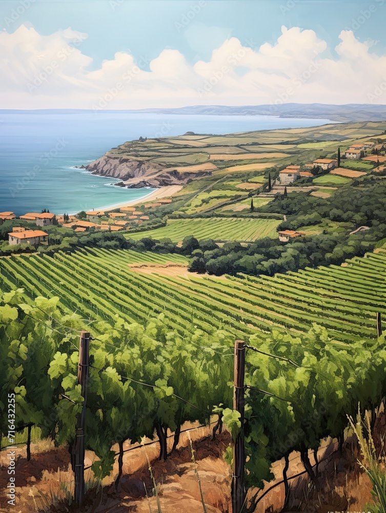 Timeless Tuscan Vineyards: Coastal Art Print of the Enchanting Italian Wine Coast