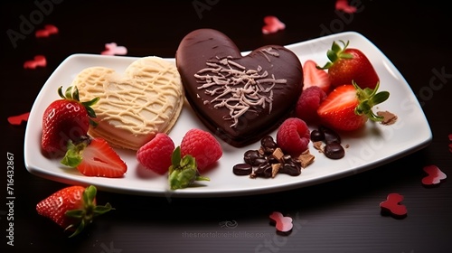 Romantic dessert plate with heart,shaped treats , romantic dessert, heart,shaped treats