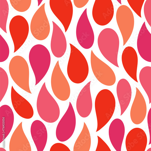 Vector seamless pattern with half hearts pink and orange