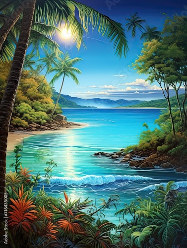 Tropical Island Horizons: Modern Landscape Seaside Canvas Print © Michael