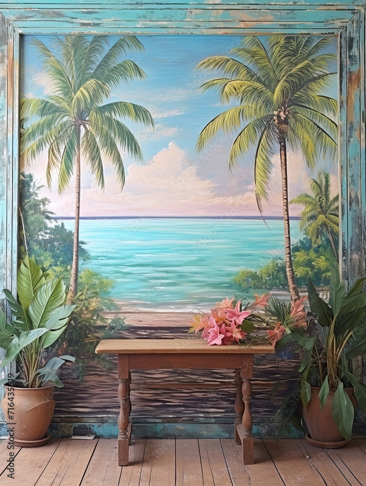 Fototapeta premium Tropical Island Horizons: Rustic Coastal Art Print for Wall Decor