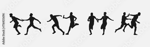 silhouette set of male relay runner. sport  race. vector illustration.