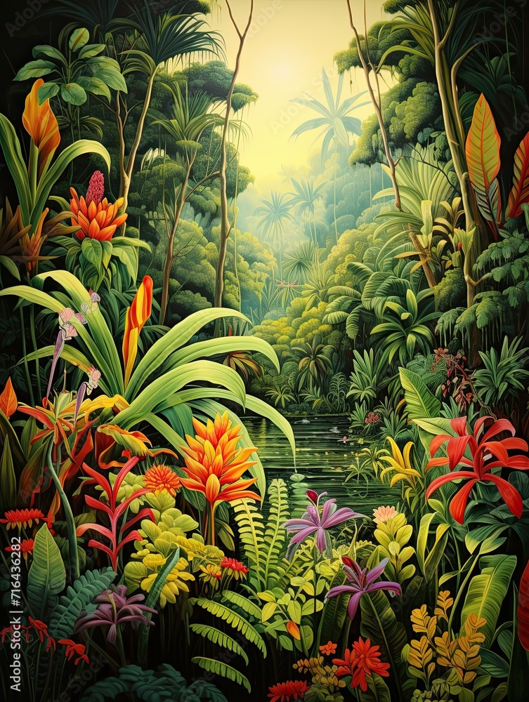 Tropical Jungle Wildlife: Acrylic Landscape Art & Jungle Meadow ...