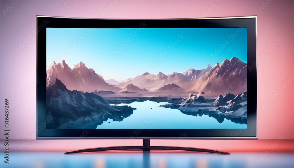 Fototapeta premium Intrattenimento Avvincente- Schermo TV Isolato nello Stile di una Pubblicità di Servizio di Streaming Video II