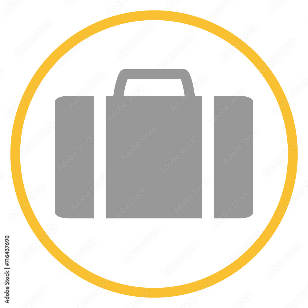 Button grau orange mit Koffer Icon: Gepäck und Urlaub Button grau orange mit Koffer Icon: Gepäck und Urlaub