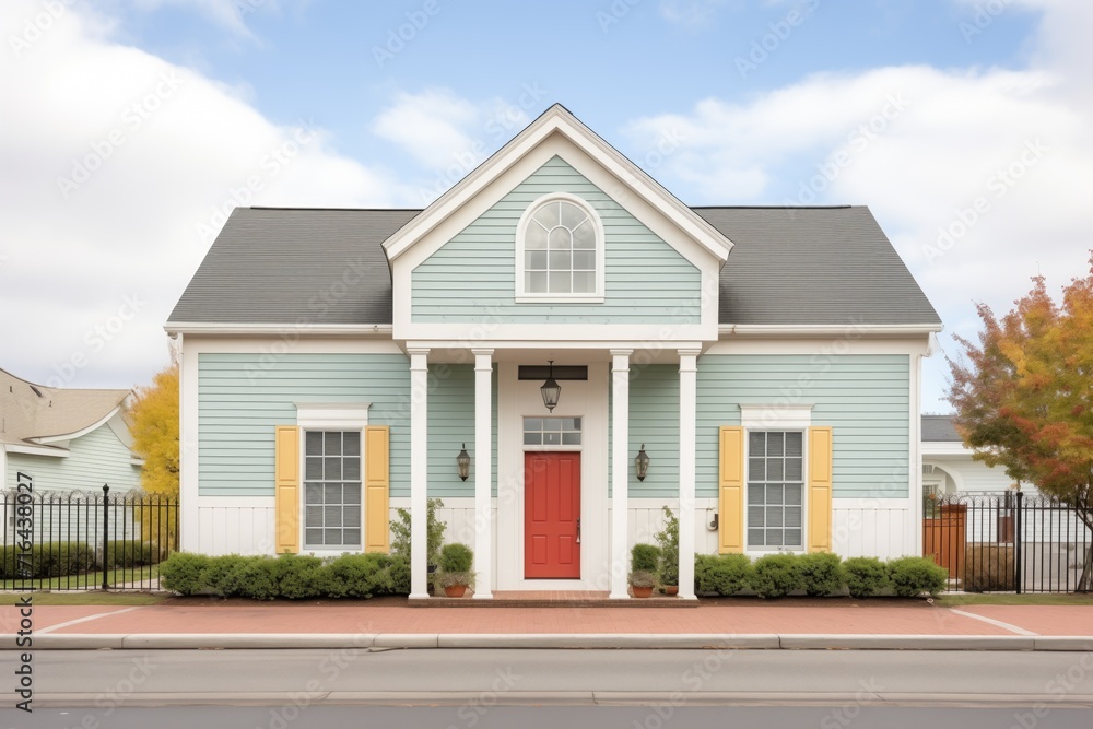 symmetrical front view of saltbox with elegant shutters symmetrical front view of saltbox with elegant shutters