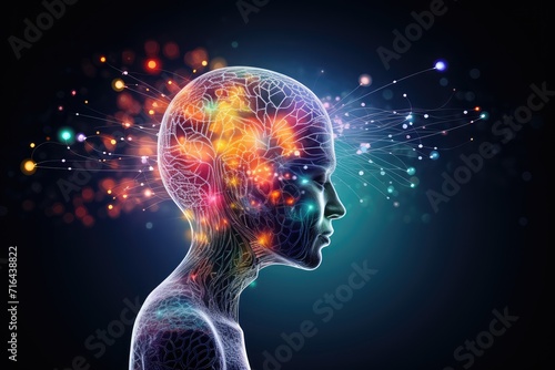 Colorful Brain  canvas of creativity  mindscapes artistry. Ingenious visionary  brilliant spectrums of imaginary realms. Creative cognition thinking blend conceptual brainwaves  imagery and innovation