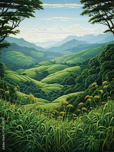Verdant Valley Vistas  Breathtaking Art of Green Mounds and Rolling Hills