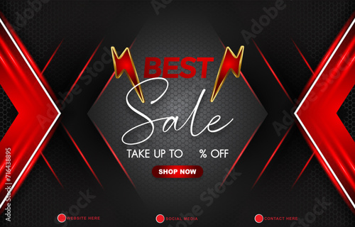 best sale template banner with blank space for product sale with abstract gradient black and red background design