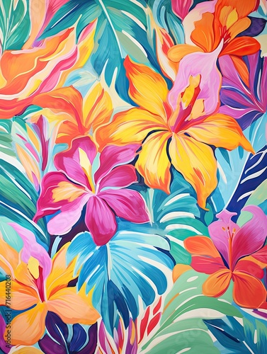 Vibrant Fiesta  Tropical Beach Party Patterns   Beach Art.