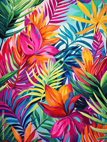 Vibrant Fiesta Patterns: Tropical Beach Art for Your Beach Party