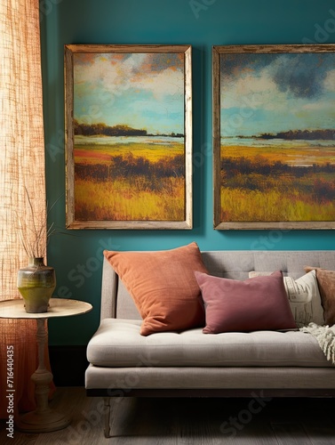 Vibrant Marshland Hues: Framed Landscape Print with Captivating Marsh Scenes photo