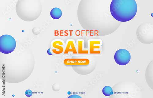 best offer sale discount template banner with blank space for product sale with abstract gradient white and blue background design