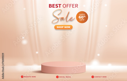 best offer sale discount template banner with blank space for product sale with abstract gradient pink background design