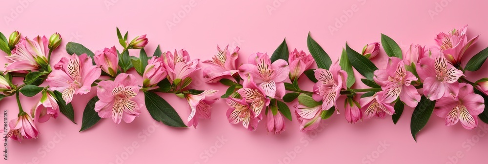  Flower Bouquet Pink Alstroemeria Banner Panorami, Banner Image For Website, Background, Desktop Wallpaper