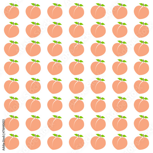  Peach Seamless pattern isolated on white background