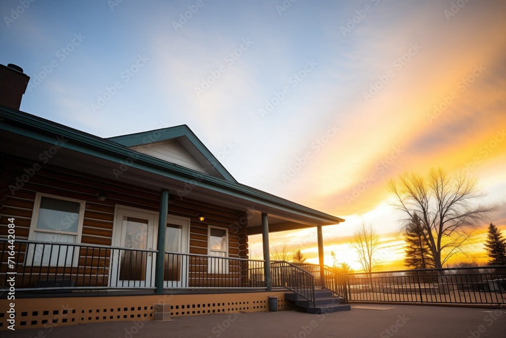 silhouette of a log cabin against a sunset backdrop silhouette of a log cabin against a sunset backdrop