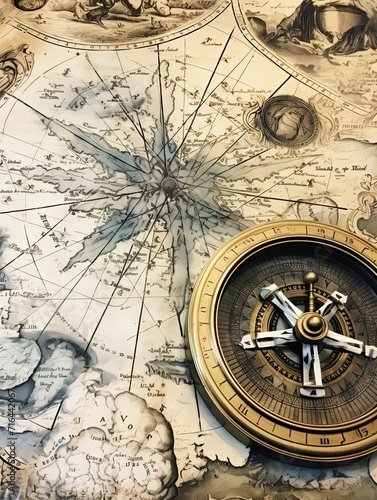Vintage Nautical Maps Handmade Painting  Original Maritime Art and Nautical Decor