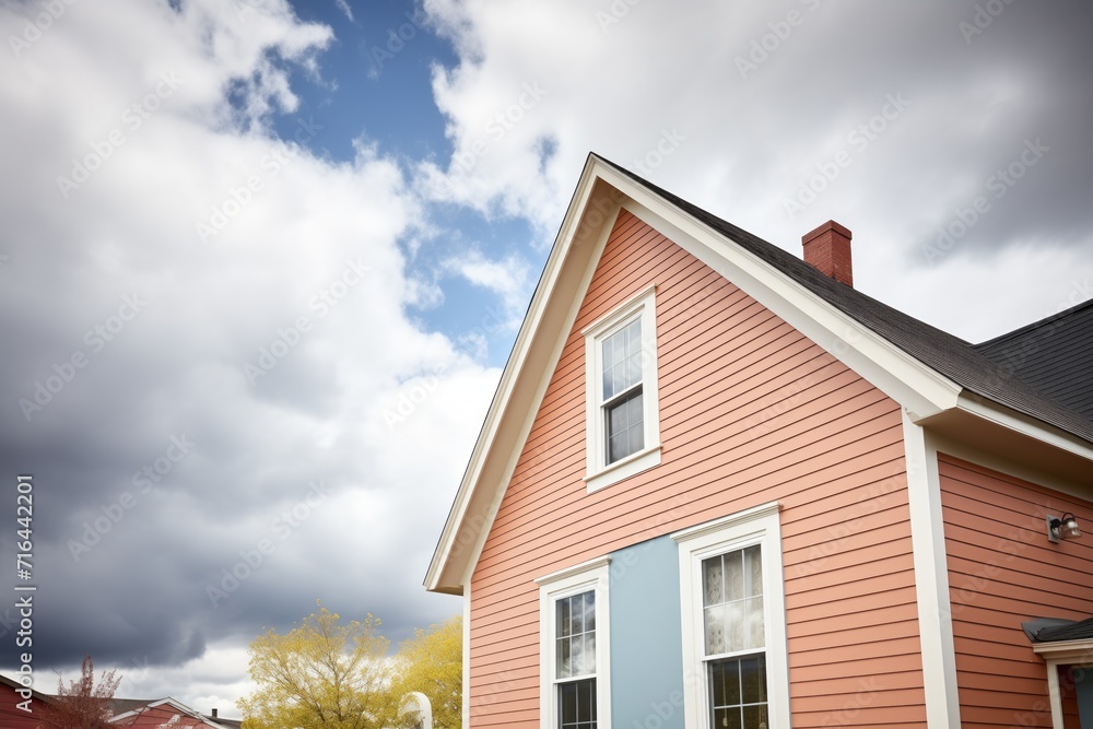 saltbox profile against a stormy cloud background
