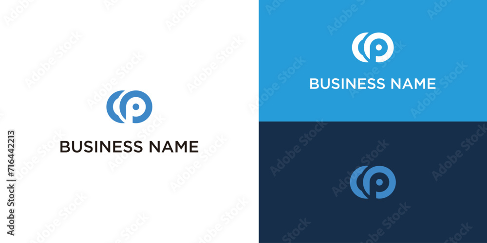 initial letter logo cp, pc, p inside c rounded lowercase black monogram - obrazy, fototapety, plakaty 
