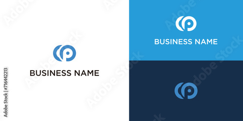 initial letter logo cp, pc, p inside c rounded lowercase black monogram