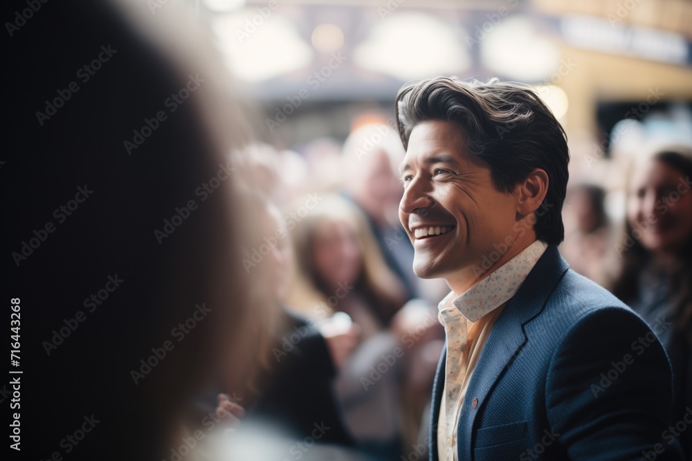 actor engaging with audience after show actor engaging with audience after show