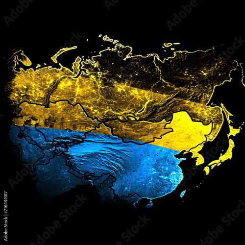 Blue yellow map of Ukraine symbol.