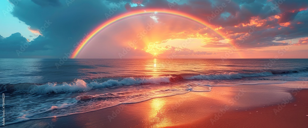 Rainbow Over Ocean Sea Family Holiday, HD, Background Wallpaper, Desktop Wallpaper