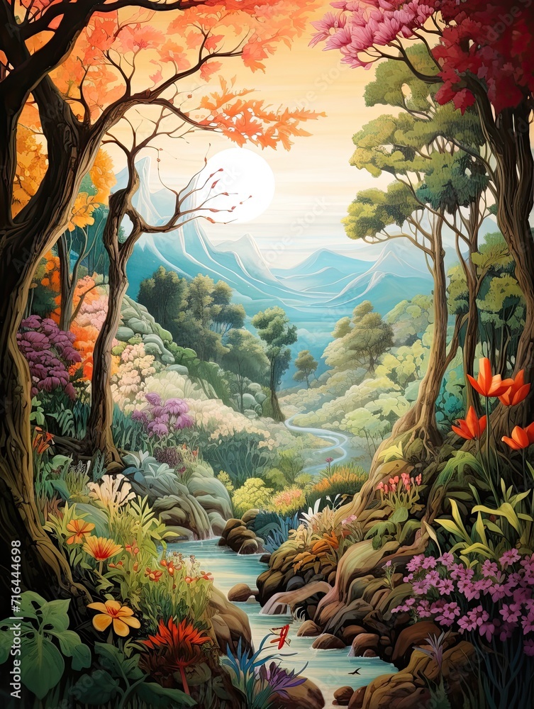 Enchanting Dawn: Whimsical Woodland Creatures Wall Art