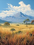 Wild African Savannas Mountain Landscape Plateau Art Print - Scenic Vista Masterpiece