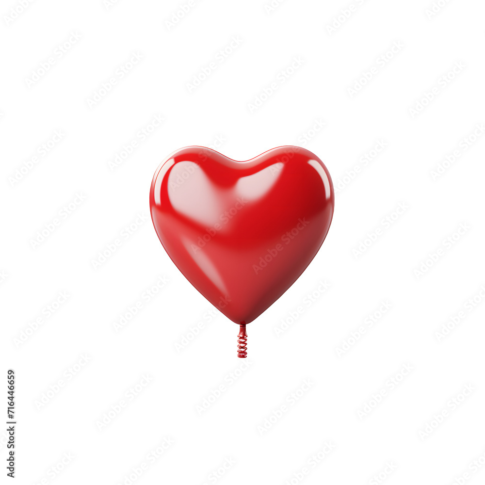 3d red Balloon heart shape isolated png