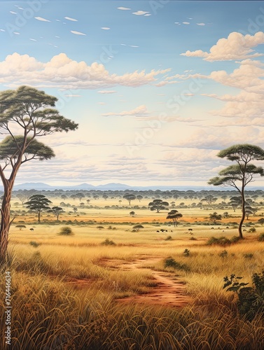 Panoramic Wild African Savannas Print - Wide View Scenic Landscape