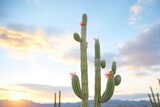 saguaro cactus against a sunset sky in arizona