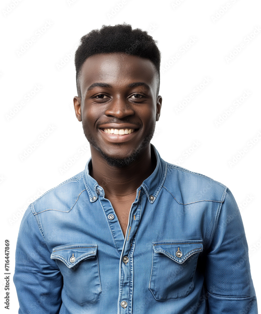 Fototapeta premium Happy African American College Student on Isolated Transparent Background