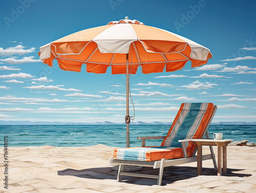 Two beach chairs on white sand