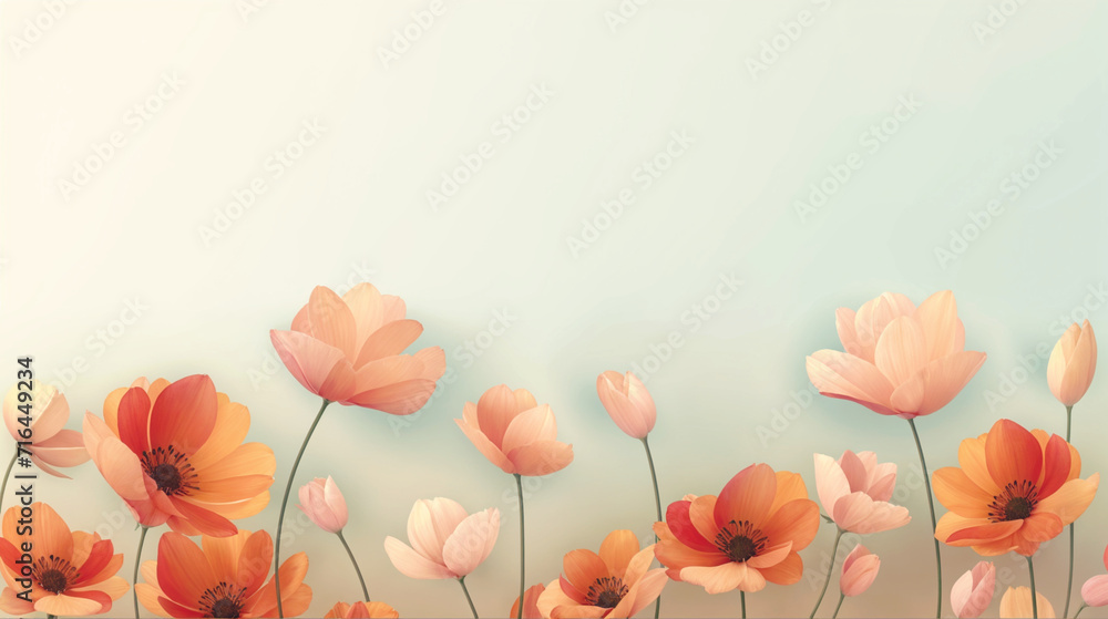 poppies on blue background poppies on blue background