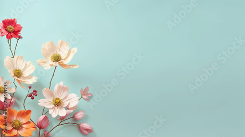 mix flowers on a blue background
