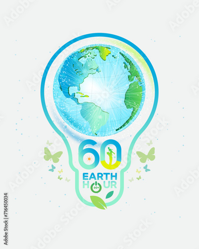 concept logo design event  earth hour ,Ecology.Green cities help the world with eco-friendly